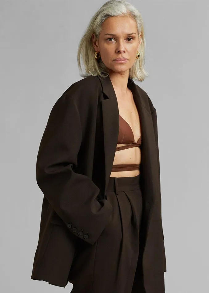 Women The Frankie Shop Outerwear Bea Blazer Dark Espresso