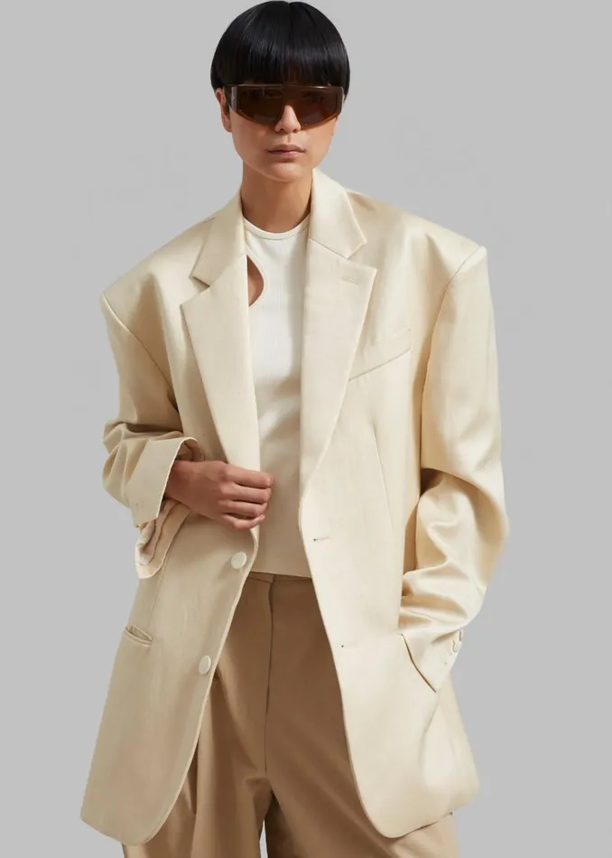Women The Frankie Shop Outerwear Blair Linen Blazer Beige
