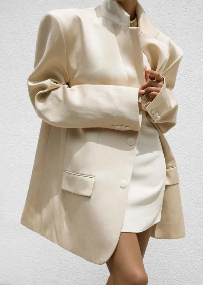 Women The Frankie Shop Outerwear Blair Linen Blazer Beige
