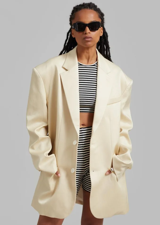 Women The Frankie Shop Outerwear Blair Linen Blazer Beige