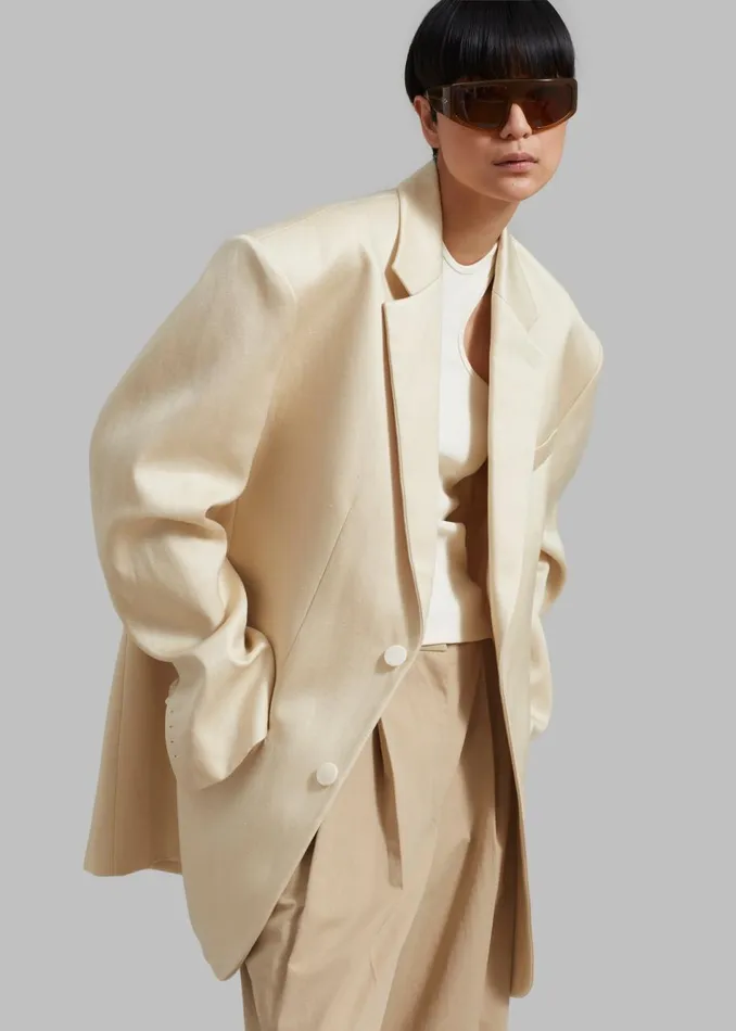 Women The Frankie Shop Outerwear Blair Linen Blazer Beige