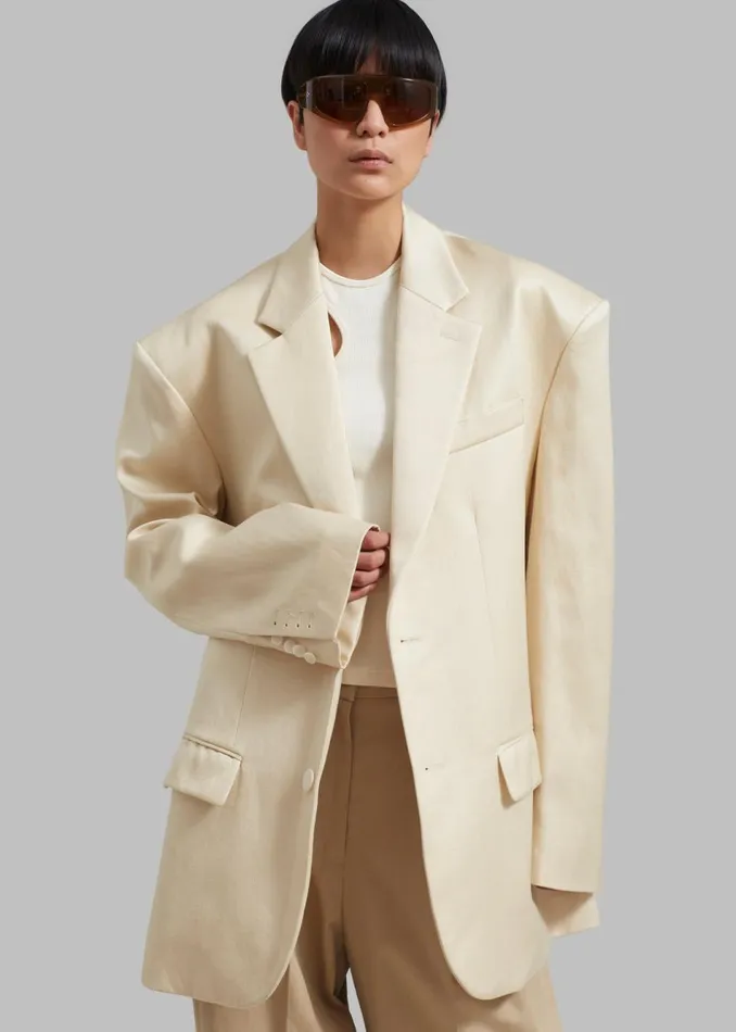 Women The Frankie Shop Outerwear Blair Linen Blazer Beige