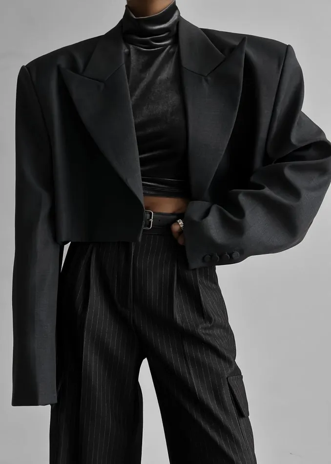 Women The Frankie Shop Outerwear Bridget Cropped Blazer Grey
