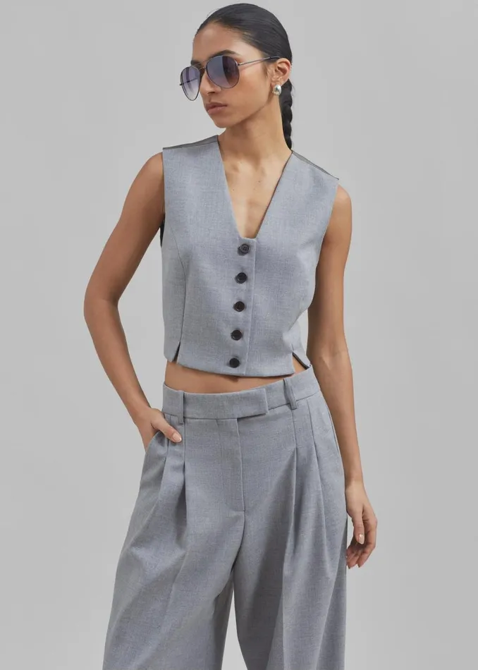 Women The Frankie Shop Outerwear By Malene Birger Bettas Waistcoat Grey Melange