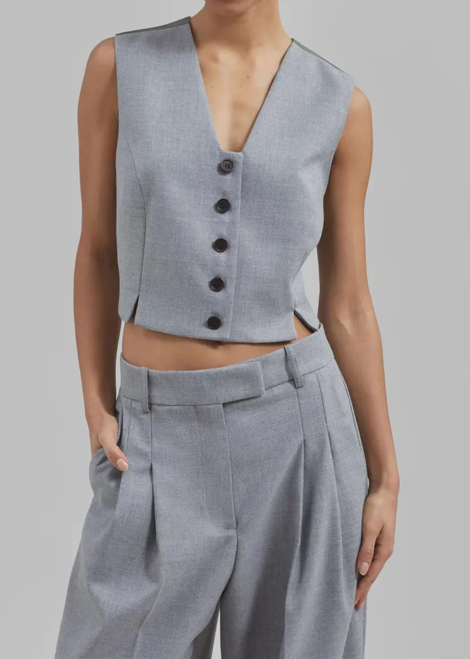 Women The Frankie Shop Outerwear By Malene Birger Bettas Waistcoat Grey Melange