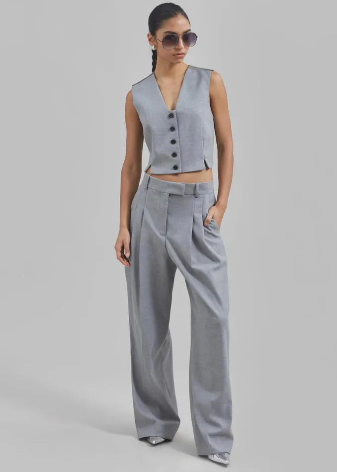 Women The Frankie Shop Outerwear By Malene Birger Bettas Waistcoat Grey Melange