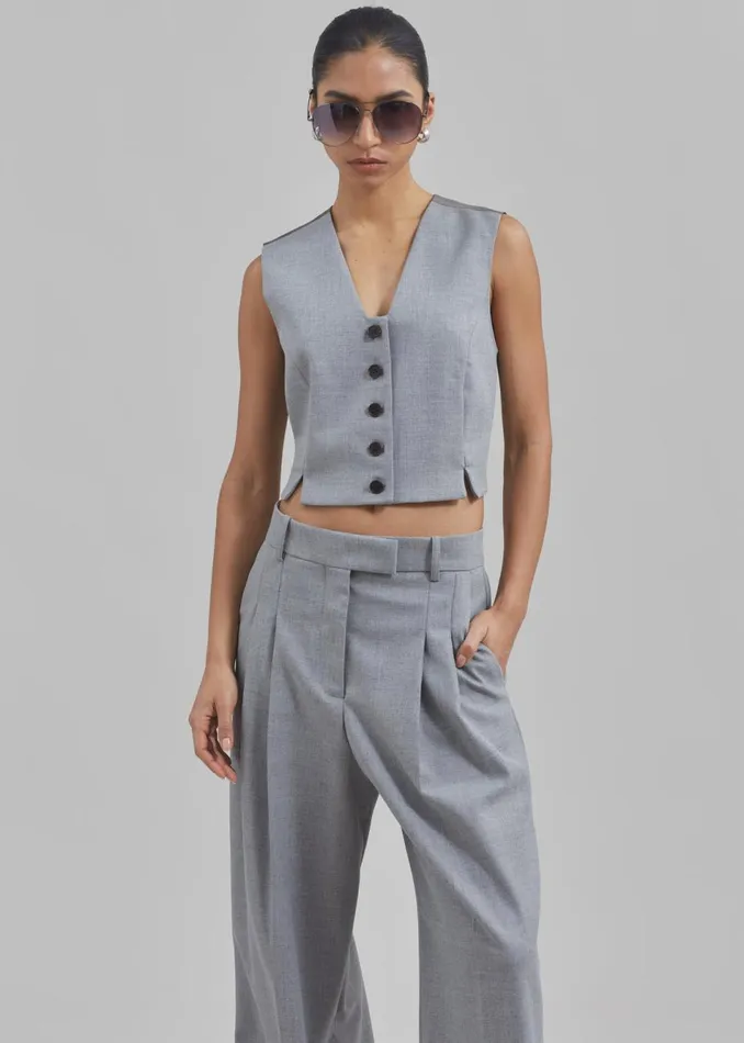 Women The Frankie Shop Outerwear By Malene Birger Bettas Waistcoat Grey Melange
