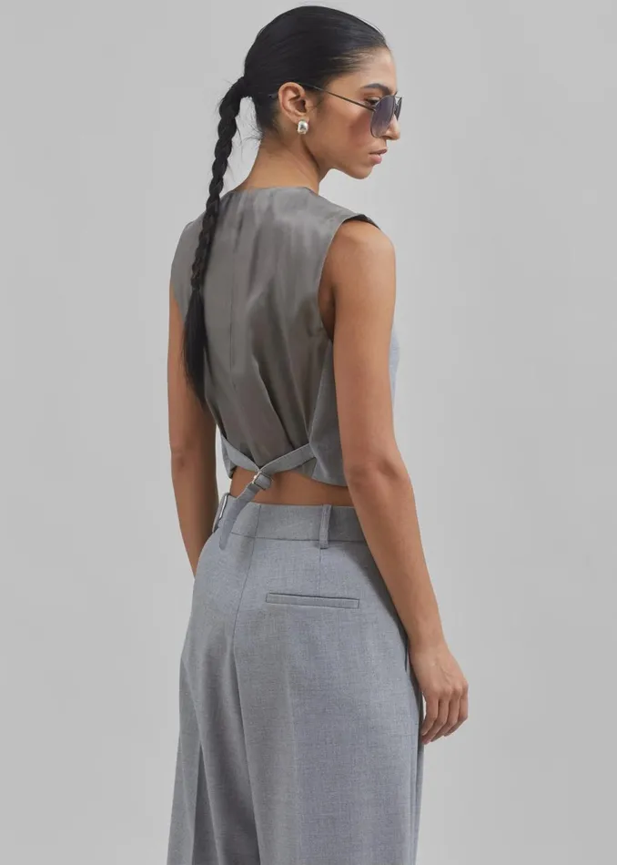 Women The Frankie Shop Outerwear By Malene Birger Bettas Waistcoat Grey Melange