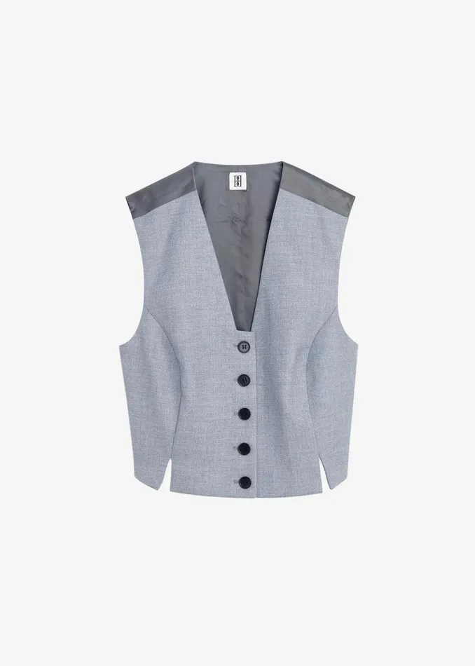 Women The Frankie Shop Outerwear By Malene Birger Bettas Waistcoat Grey Melange