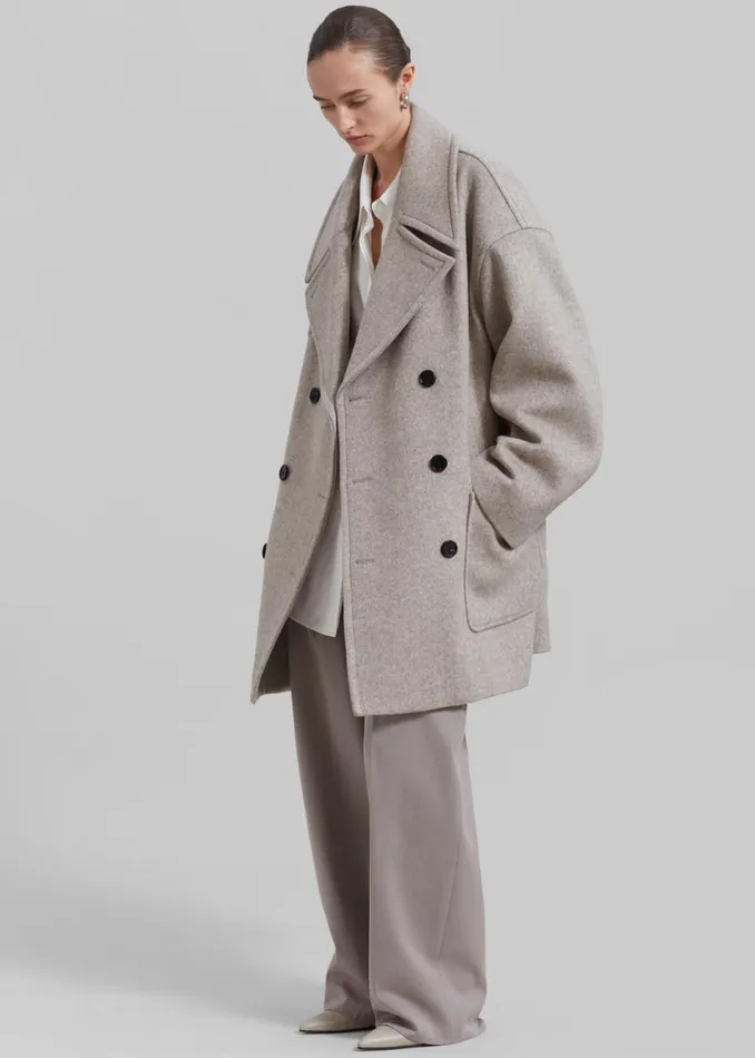 Women The Frankie Shop Outerwear Calgary Oversized Wool Peacoat Beige