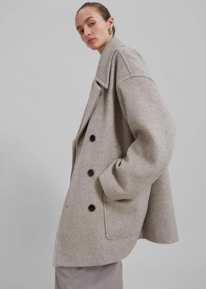 Women The Frankie Shop Outerwear Calgary Oversized Wool Peacoat Beige