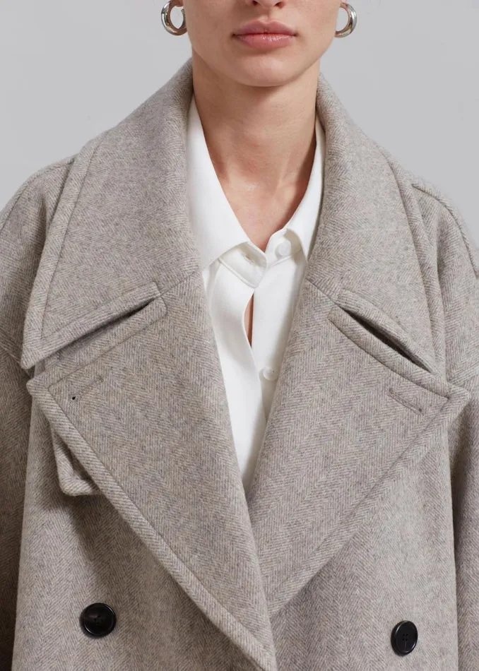 Women The Frankie Shop Outerwear Calgary Oversized Wool Peacoat Beige