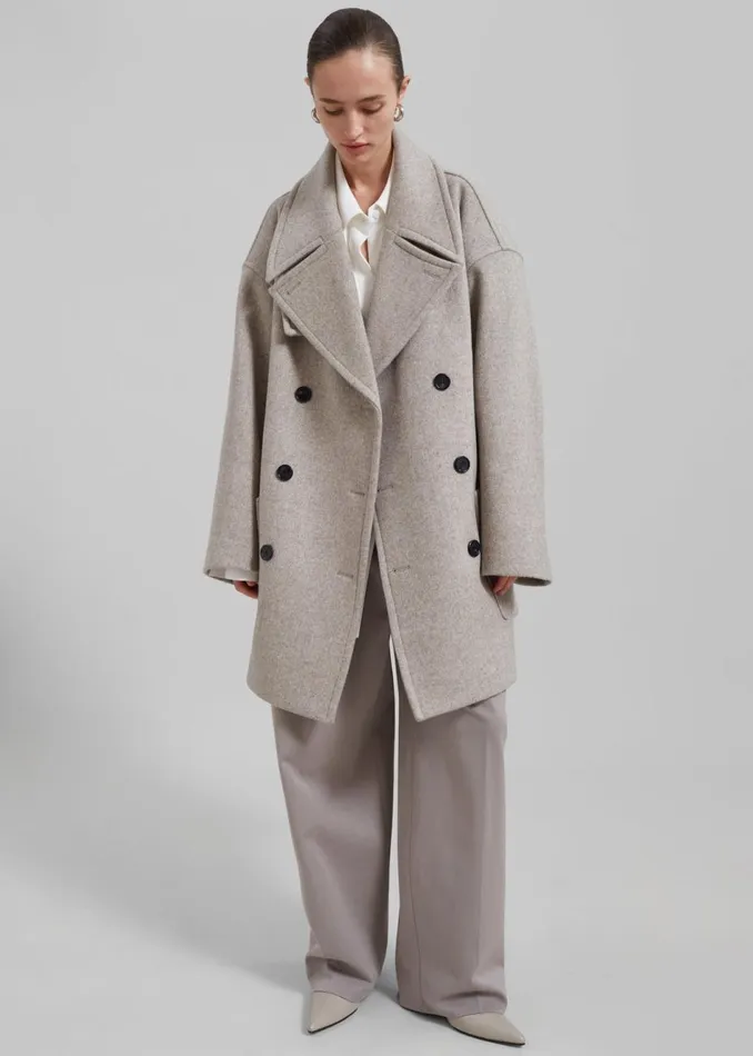 Women The Frankie Shop Outerwear Calgary Oversized Wool Peacoat Beige