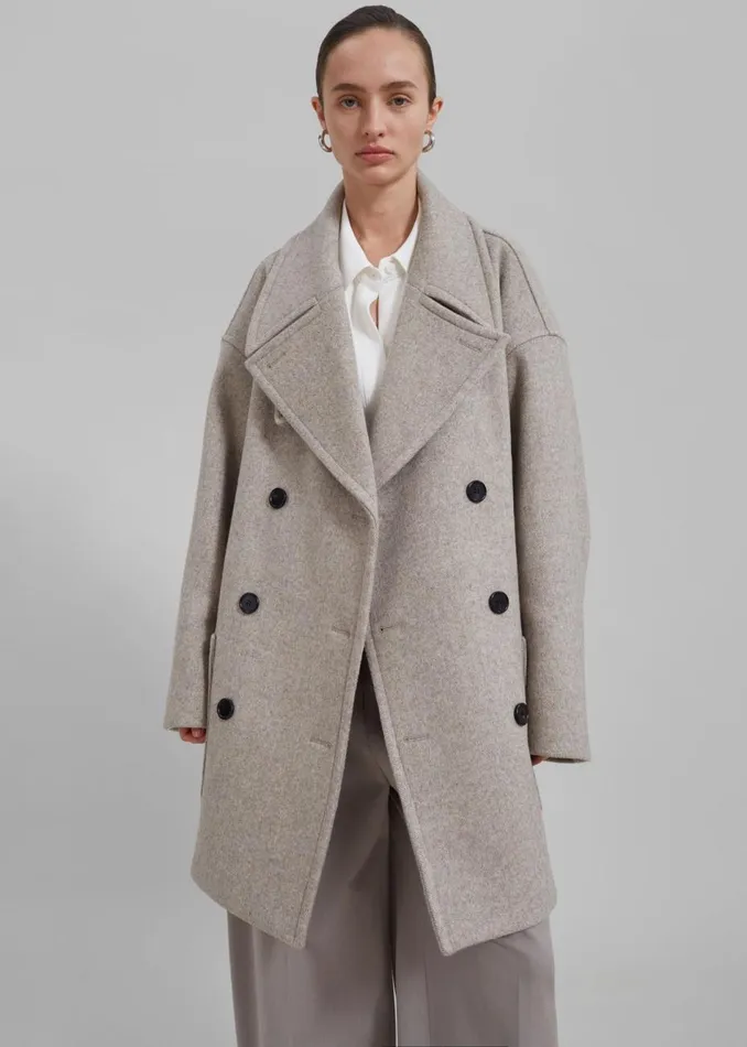 Women The Frankie Shop Outerwear Calgary Oversized Wool Peacoat Beige