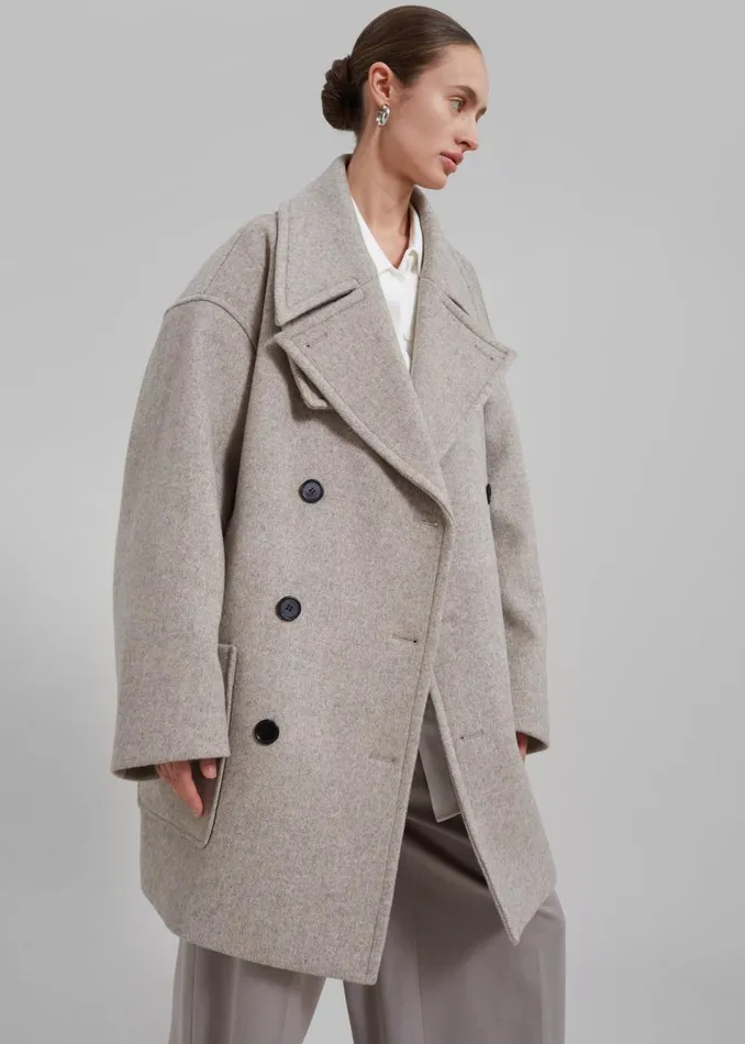 Women The Frankie Shop Outerwear Calgary Oversized Wool Peacoat Beige
