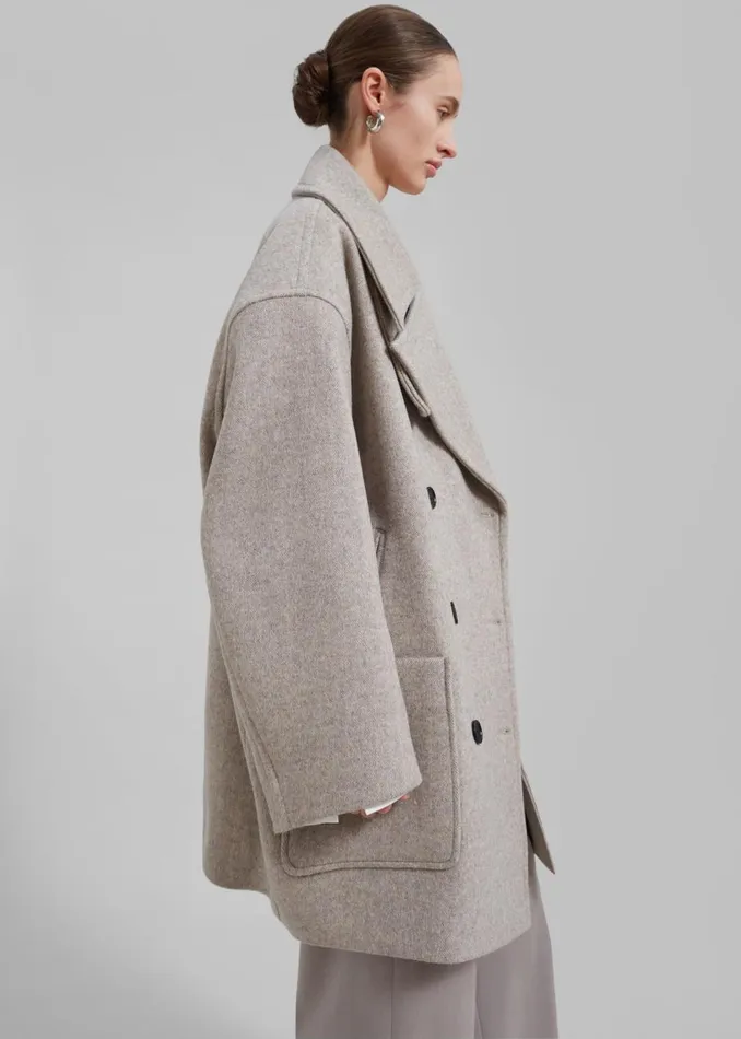 Women The Frankie Shop Outerwear Calgary Oversized Wool Peacoat Beige