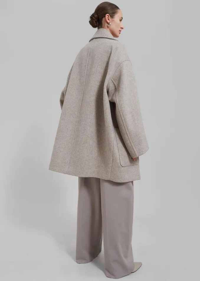 Women The Frankie Shop Outerwear Calgary Oversized Wool Peacoat Beige
