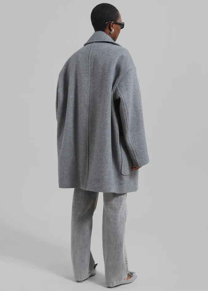 Women The Frankie Shop Outerwear Calgary Oversized Wool Peacoat Grey