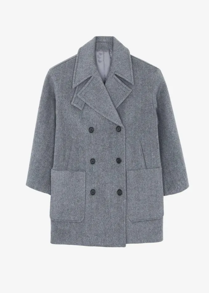 Women The Frankie Shop Outerwear Calgary Oversized Wool Peacoat Grey
