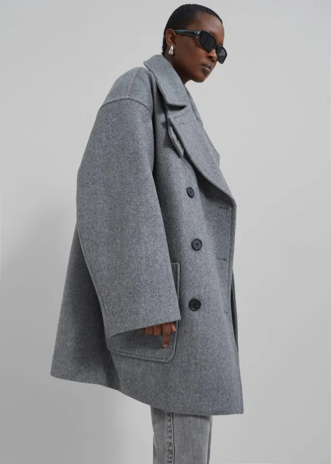 Women The Frankie Shop Outerwear Calgary Oversized Wool Peacoat Grey
