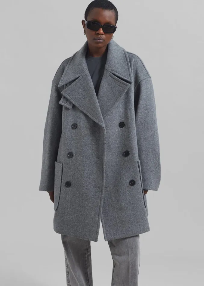 Women The Frankie Shop Outerwear Calgary Oversized Wool Peacoat Grey