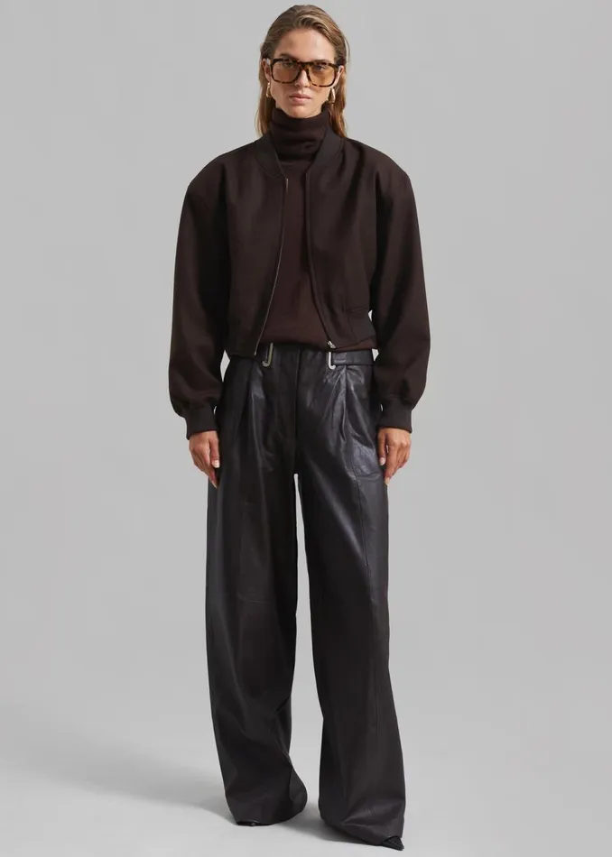 Women The Frankie Shop Outerwear Camille Wool Bomber Dark Chocolate