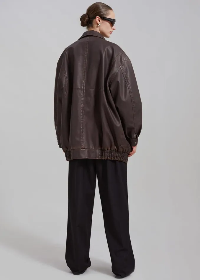 Women The Frankie Shop Outerwear Cardiff Oversized Faux Leather Jacket Brown