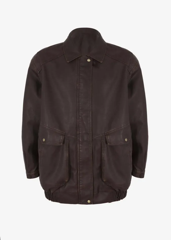 Women The Frankie Shop Outerwear Cardiff Oversized Faux Leather Jacket Brown
