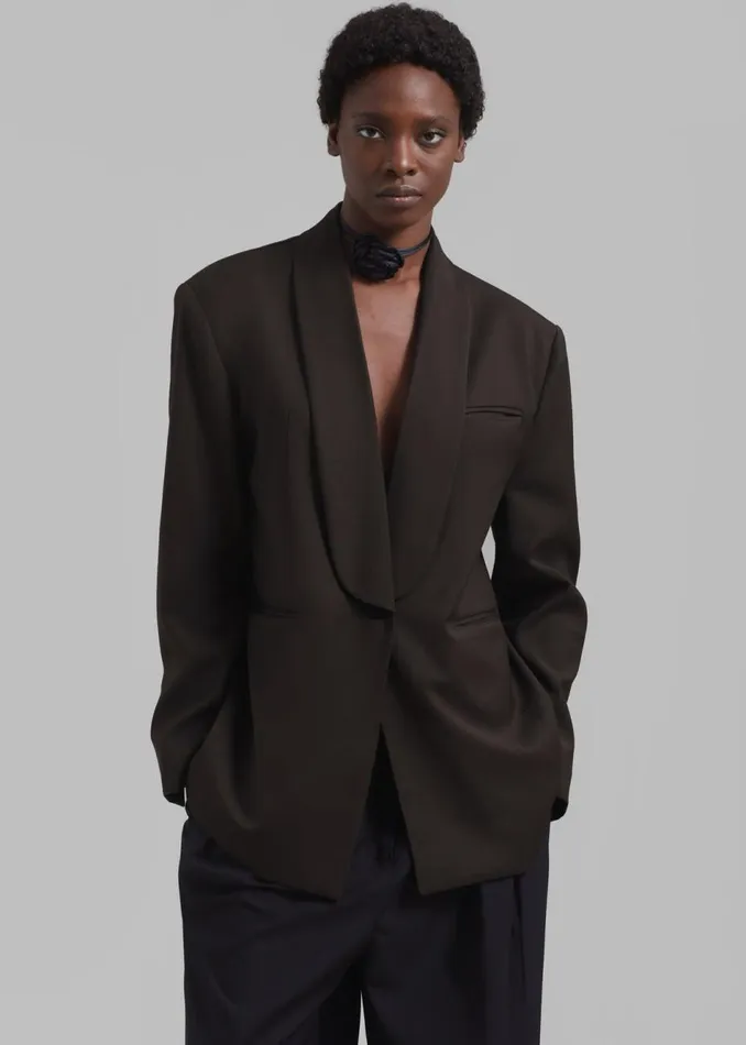 Women The Frankie Shop Outerwear Carey Round Collar Blazer Brown