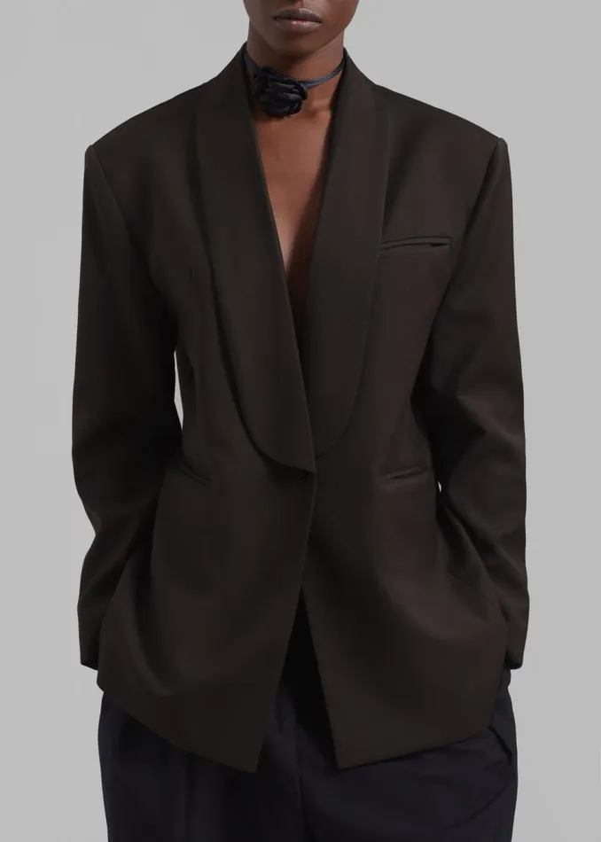 Women The Frankie Shop Outerwear Carey Round Collar Blazer Brown