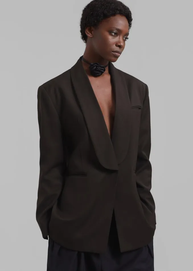 Women The Frankie Shop Outerwear Carey Round Collar Blazer Brown