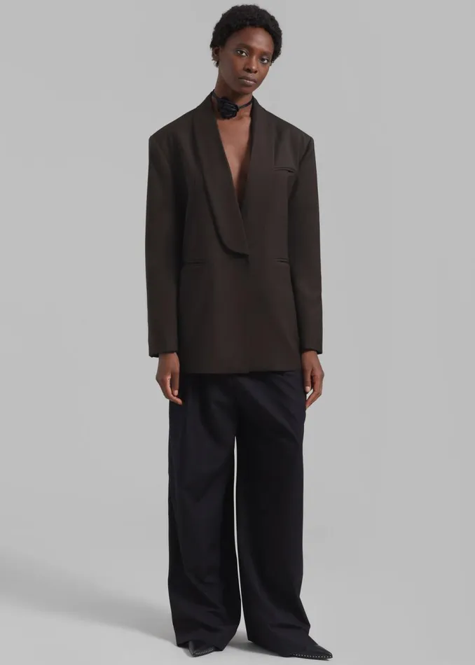 Women The Frankie Shop Outerwear Carey Round Collar Blazer Brown