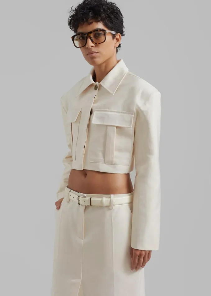 Women The Frankie Shop Outerwear Carley Cropped Jacket Cream