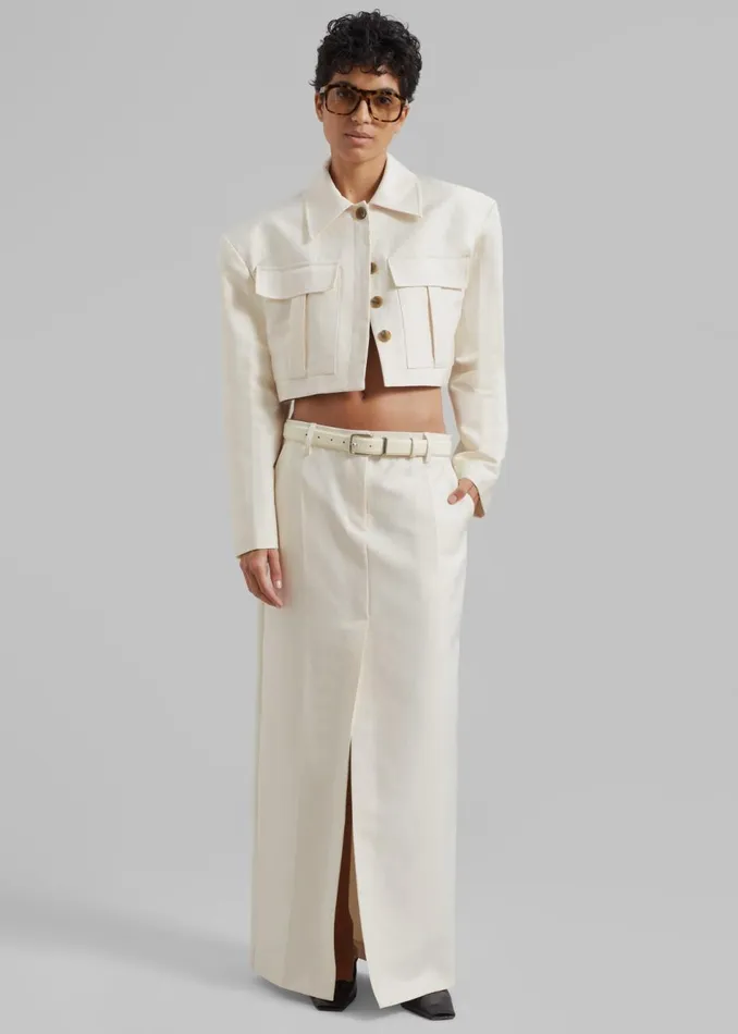 Women The Frankie Shop Outerwear Carley Cropped Jacket Cream