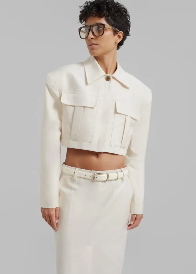 Women The Frankie Shop Outerwear Carley Cropped Jacket Cream