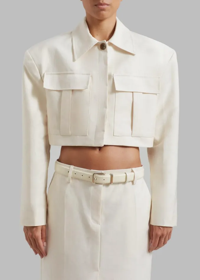 Women The Frankie Shop Outerwear Carley Cropped Jacket Cream