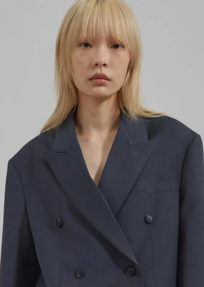 Women The Frankie Shop Outerwear Carmen Double Breasted Blazer Charcoal