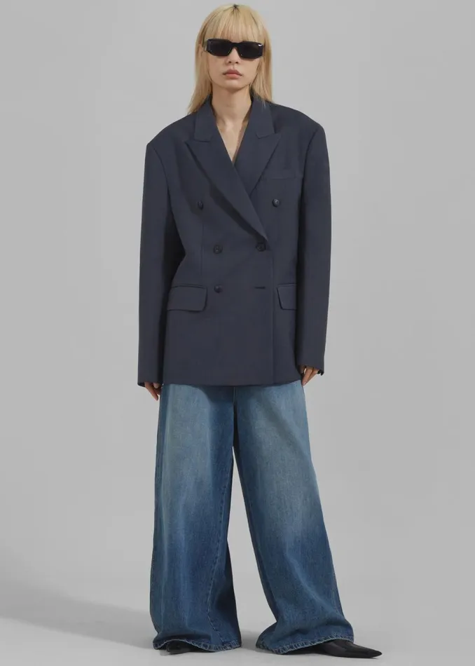 Women The Frankie Shop Outerwear Carmen Double Breasted Blazer Charcoal