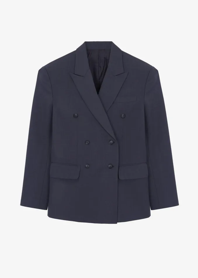 Women The Frankie Shop Outerwear Carmen Double Breasted Blazer Charcoal