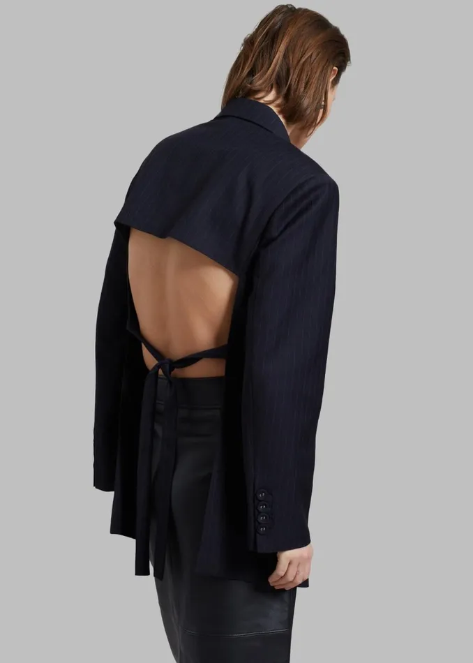 Women The Frankie Shop Outerwear Cedric Open Back Blazer Navy Stripe