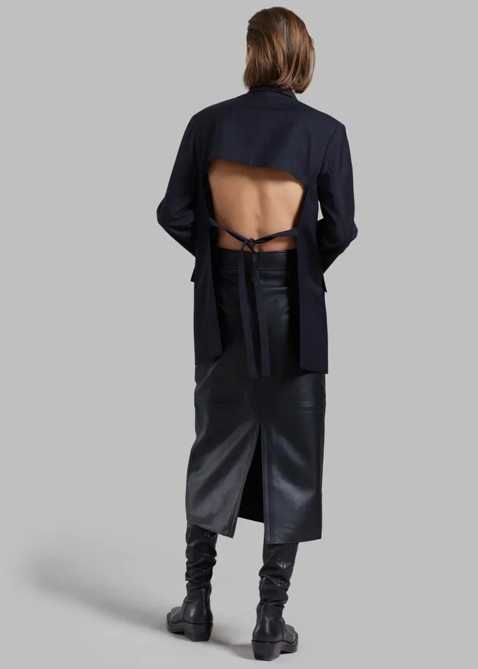 Women The Frankie Shop Outerwear Cedric Open Back Blazer Navy Stripe