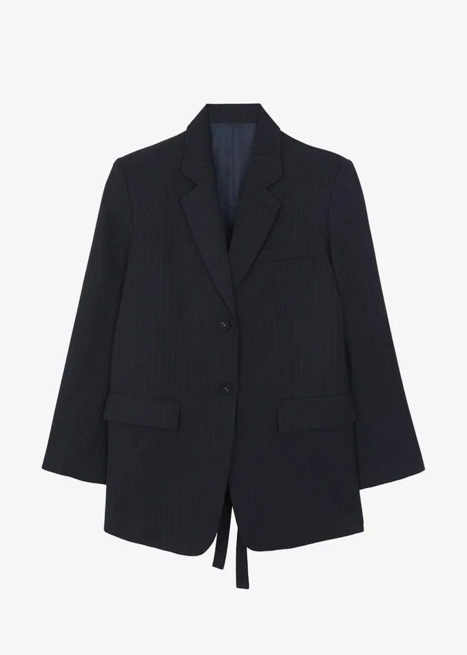 Women The Frankie Shop Outerwear Cedric Open Back Blazer Navy Stripe