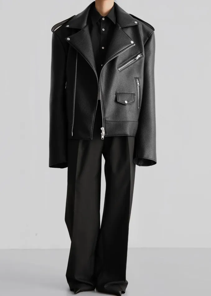 Women The Frankie Shop Outerwear Chicago Oversized Biker Jacket Black