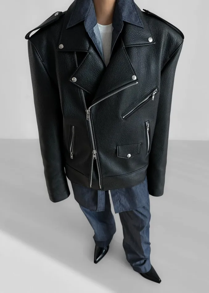 Women The Frankie Shop Outerwear Chicago Oversized Biker Jacket Black