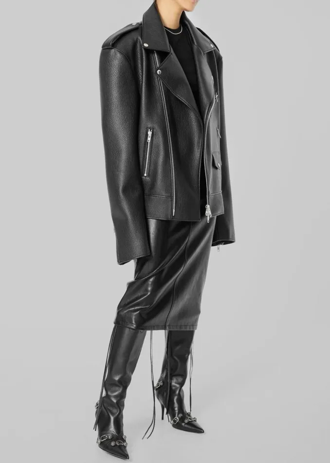 Women The Frankie Shop Outerwear Chicago Oversized Biker Jacket Black