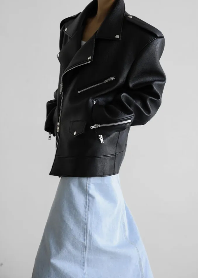 Women The Frankie Shop Outerwear Chicago Oversized Biker Jacket Black