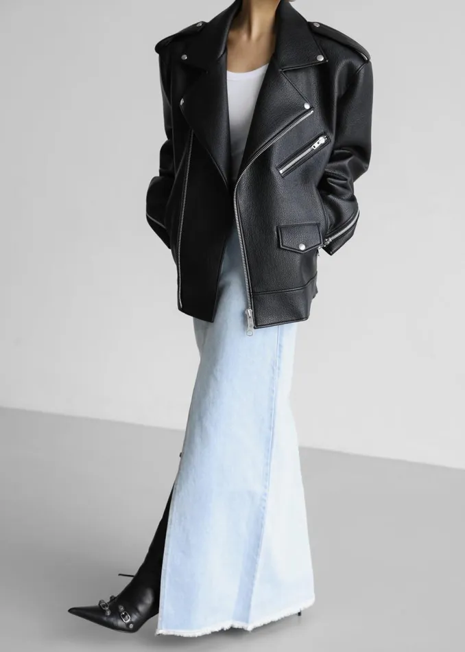 Women The Frankie Shop Outerwear Chicago Oversized Biker Jacket Black