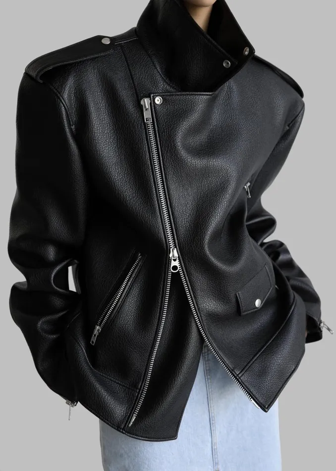 Women The Frankie Shop Outerwear Chicago Oversized Biker Jacket Black
