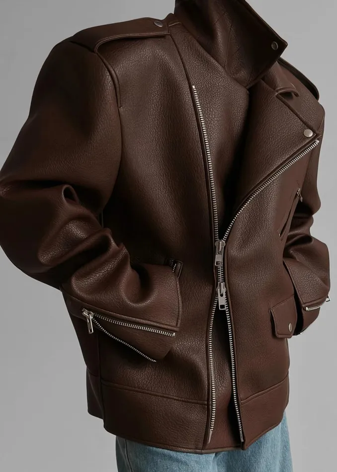 Women The Frankie Shop Outerwear Chicago Oversized Biker Jacket Brown