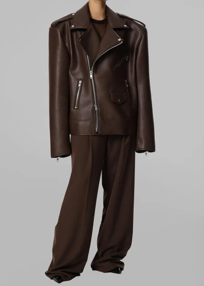 Women The Frankie Shop Outerwear Chicago Oversized Biker Jacket Brown